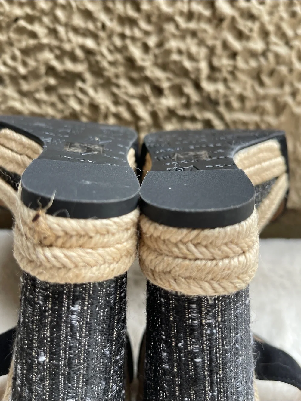 Pelle Moda Black Suede Espadrille Wedge Sandals in black Size 8